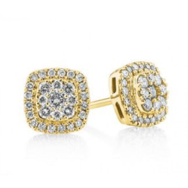Cluster Stud Earrings with 0.50 Carat TW of Diamonds in 10kt Yellow Gold